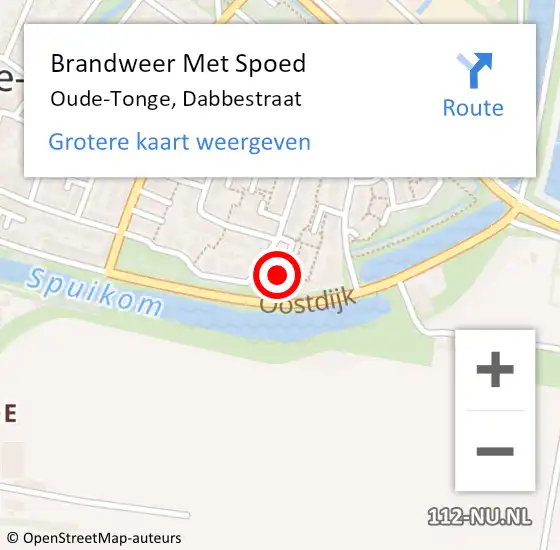 Locatie op kaart van de 112 melding: Brandweer Met Spoed Naar Oude-Tonge, Dabbestraat op 28 maart 2022 10:06