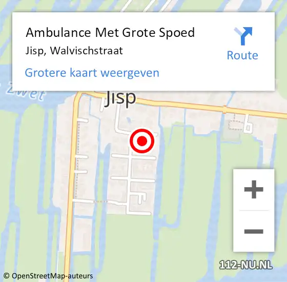 Locatie op kaart van de 112 melding: Ambulance Met Grote Spoed Naar Jisp, Walvischstraat op 28 maart 2022 10:06