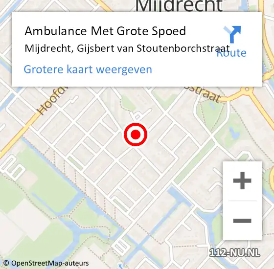 Locatie op kaart van de 112 melding: Ambulance Met Grote Spoed Naar Mijdrecht, Gijsbert van Stoutenborchstraat op 28 maart 2022 10:19