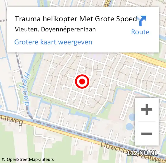 Locatie op kaart van de 112 melding: Trauma helikopter Met Grote Spoed Naar Vleuten, Doyennéperenlaan op 28 maart 2022 10:24