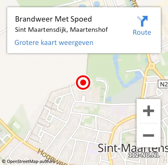 Locatie op kaart van de 112 melding: Brandweer Met Spoed Naar Sint Maartensdijk, Maartenshof op 28 maart 2022 10:25