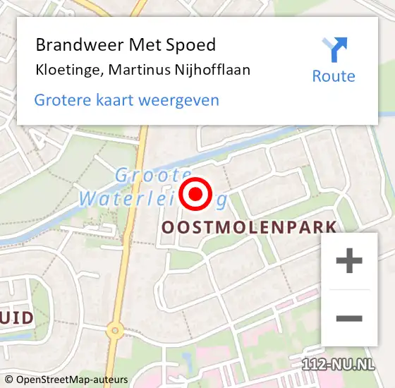 Locatie op kaart van de 112 melding: Brandweer Met Spoed Naar Kloetinge, Martinus Nijhofflaan op 28 maart 2022 10:43