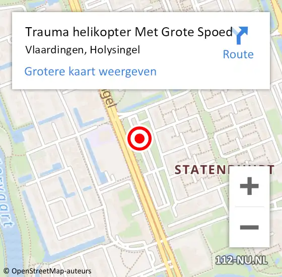 Locatie op kaart van de 112 melding: Trauma helikopter Met Grote Spoed Naar Vlaardingen, Holysingel op 28 maart 2022 11:06