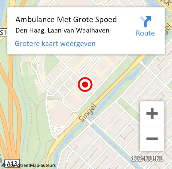 Locatie op kaart van de 112 melding: Ambulance Met Grote Spoed Naar Den Haag, Laan van Waalhaven op 28 maart 2022 11:08