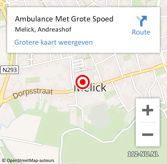 Locatie op kaart van de 112 melding: Ambulance Met Grote Spoed Naar Melick, Andreashof op 28 maart 2022 11:20