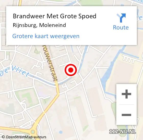 Locatie op kaart van de 112 melding: Brandweer Met Grote Spoed Naar Rijnsburg, Moleneind op 28 maart 2022 11:34