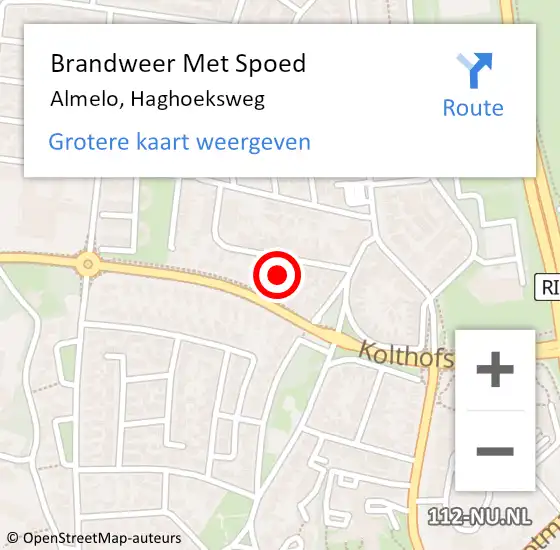 Locatie op kaart van de 112 melding: Brandweer Met Spoed Naar Almelo, Haghoeksweg op 28 maart 2022 11:47