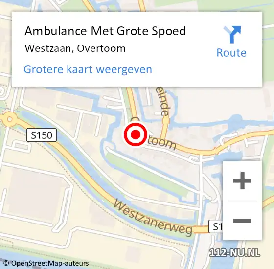 Locatie op kaart van de 112 melding: Ambulance Met Grote Spoed Naar Westzaan, Overtoom op 28 maart 2022 11:48