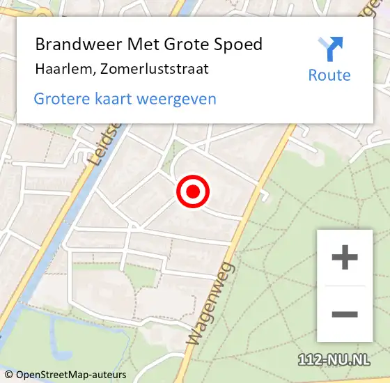 Locatie op kaart van de 112 melding: Brandweer Met Grote Spoed Naar Haarlem, Zomerluststraat op 28 maart 2022 11:48