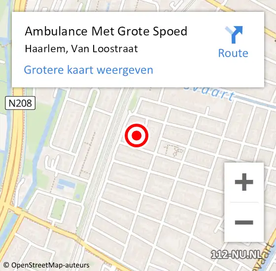 Locatie op kaart van de 112 melding: Ambulance Met Grote Spoed Naar Haarlem, Van Loostraat op 28 maart 2022 11:48