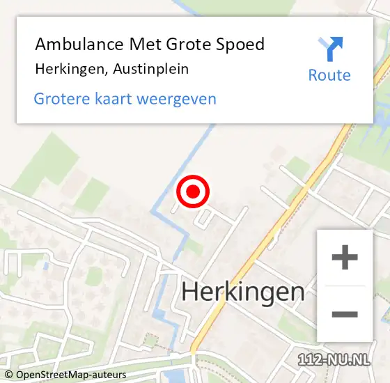 Locatie op kaart van de 112 melding: Ambulance Met Grote Spoed Naar Herkingen, Austinplein op 12 juli 2014 13:42