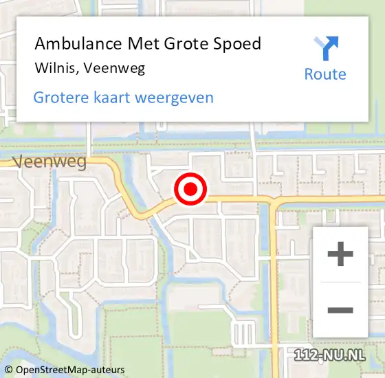 Locatie op kaart van de 112 melding: Ambulance Met Grote Spoed Naar Wilnis, Veenweg op 28 maart 2022 11:57