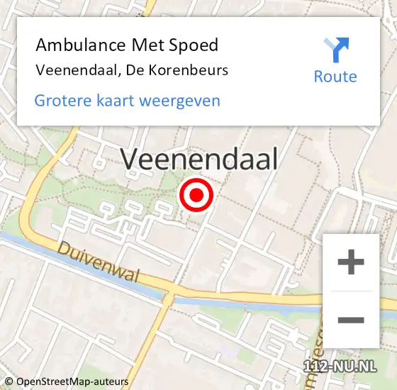 Locatie op kaart van de 112 melding: Ambulance Met Spoed Naar Veenendaal, De Korenbeurs op 28 maart 2022 12:00