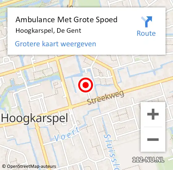 Locatie op kaart van de 112 melding: Ambulance Met Grote Spoed Naar Hoogkarspel, De Gent op 28 maart 2022 12:02