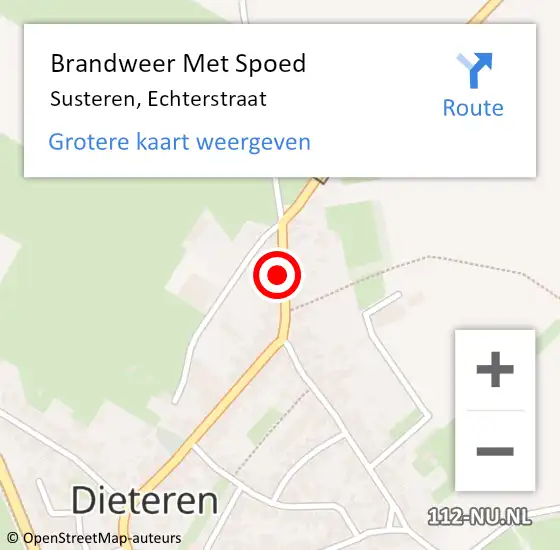 Locatie op kaart van de 112 melding: Brandweer Met Spoed Naar Susteren, Echterstraat op 28 maart 2022 12:18