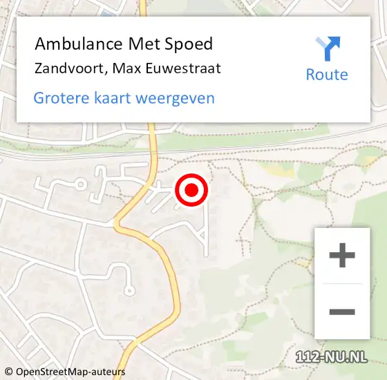 Locatie op kaart van de 112 melding: Ambulance Met Spoed Naar Zandvoort, Max Euwestraat op 28 maart 2022 12:26