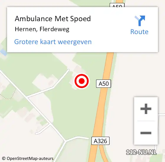 Locatie op kaart van de 112 melding: Ambulance Met Spoed Naar Hernen, Flerdeweg op 28 maart 2022 12:40