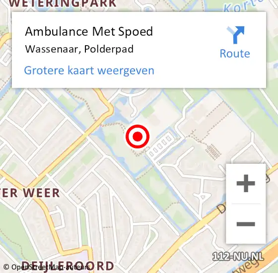 Locatie op kaart van de 112 melding: Ambulance Met Spoed Naar Wassenaar, Polderpad op 28 maart 2022 12:42