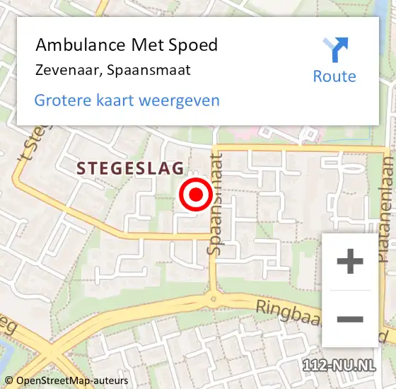 Locatie op kaart van de 112 melding: Ambulance Met Spoed Naar Zevenaar, Spaansmaat op 28 maart 2022 13:15