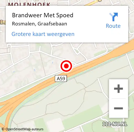 Locatie op kaart van de 112 melding: Brandweer Met Spoed Naar Rosmalen, Graafsebaan op 28 maart 2022 13:32