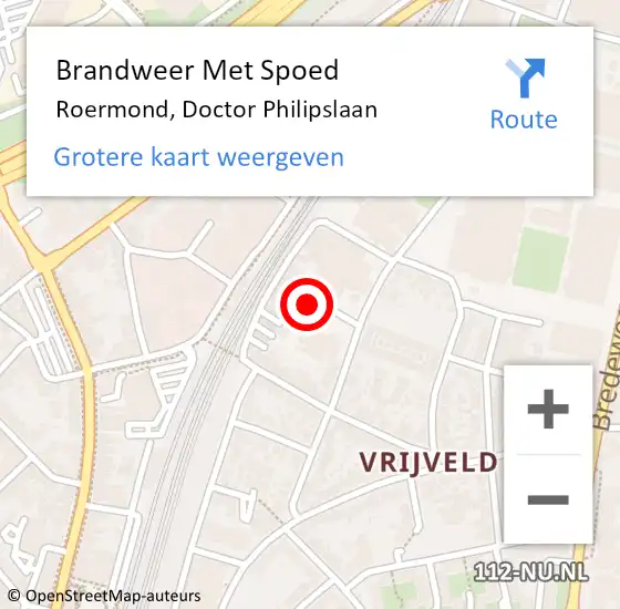 Locatie op kaart van de 112 melding: Brandweer Met Spoed Naar Roermond, Doctor Philipslaan op 28 maart 2022 13:41