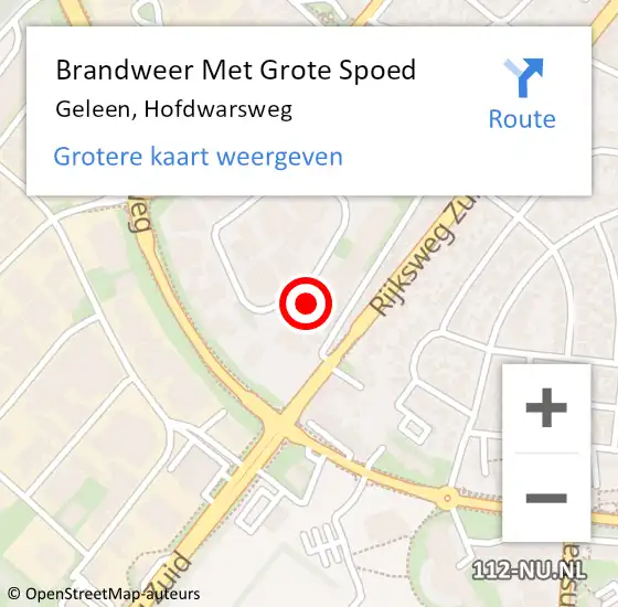 Locatie op kaart van de 112 melding: Brandweer Met Grote Spoed Naar Geleen, Hofdwarsweg op 28 maart 2022 13:44