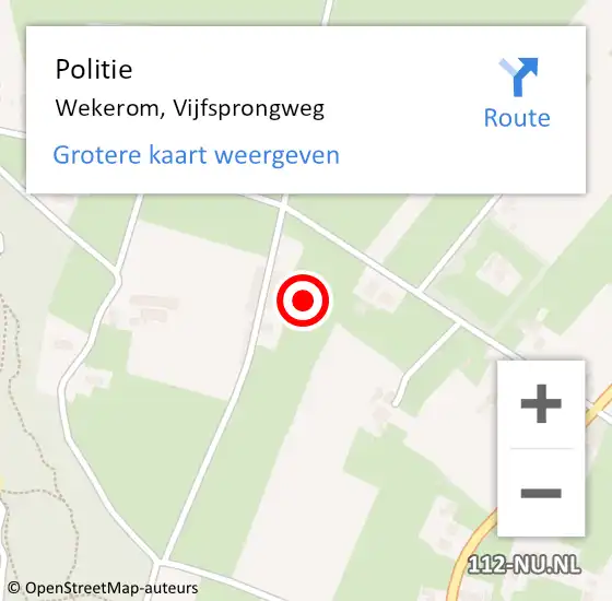 Locatie op kaart van de 112 melding: Politie Wekerom, Vijfsprongweg op 28 maart 2022 13:50