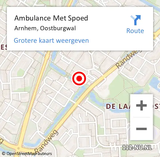 Locatie op kaart van de 112 melding: Ambulance Met Spoed Naar Arnhem, Oostburgwal op 28 maart 2022 14:04