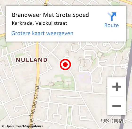 Locatie op kaart van de 112 melding: Brandweer Met Grote Spoed Naar Kerkrade, Veldkuilstraat op 28 maart 2022 14:05