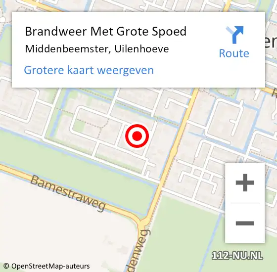 Locatie op kaart van de 112 melding: Brandweer Met Grote Spoed Naar Middenbeemster, Uilenhoeve op 28 maart 2022 14:18