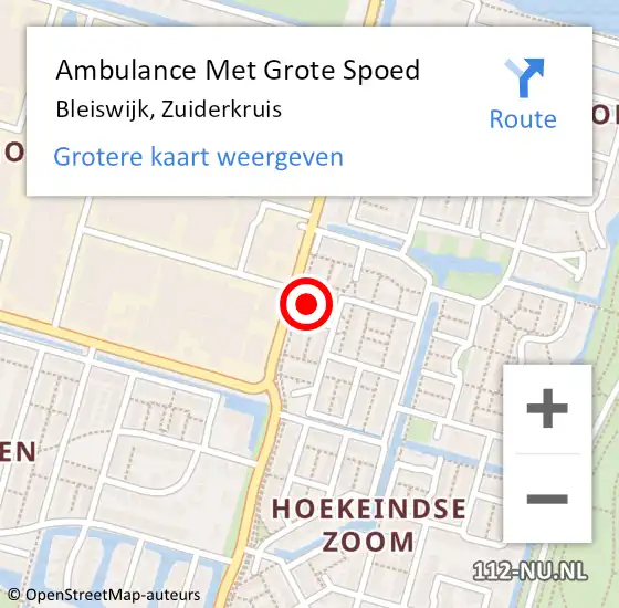 Locatie op kaart van de 112 melding: Ambulance Met Grote Spoed Naar Bleiswijk, Zuiderkruis op 28 maart 2022 14:25