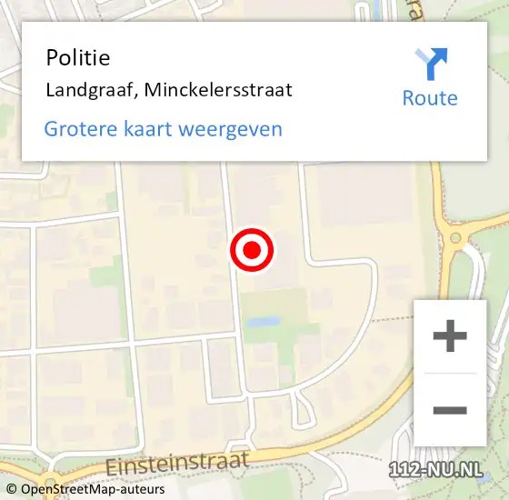 Locatie op kaart van de 112 melding: Politie Landgraaf, Minckelersstraat op 28 maart 2022 14:31