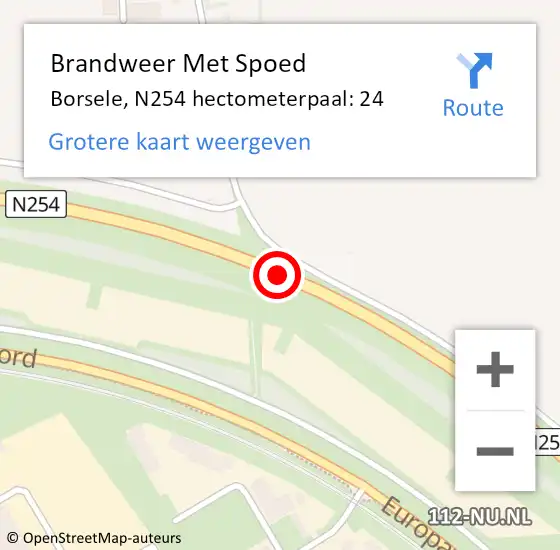 Locatie op kaart van de 112 melding: Brandweer Met Spoed Naar Borsele, N254 hectometerpaal: 24 op 28 maart 2022 14:40