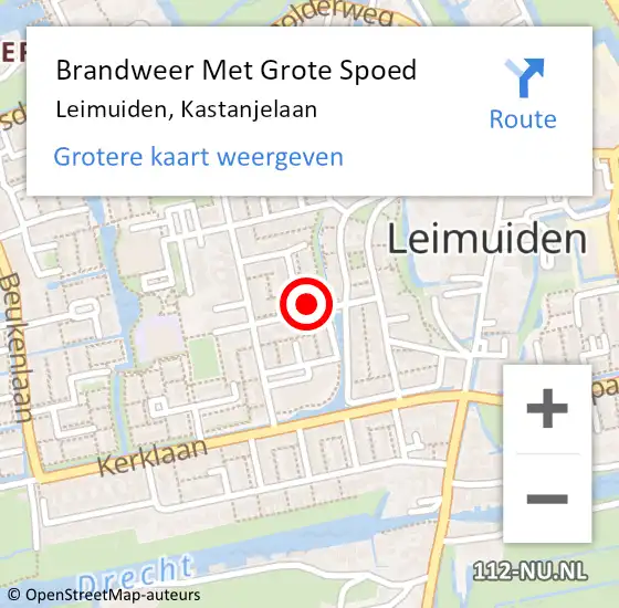 Locatie op kaart van de 112 melding: Brandweer Met Grote Spoed Naar Leimuiden, Kastanjelaan op 28 maart 2022 14:48