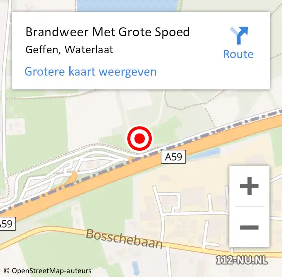 Locatie op kaart van de 112 melding: Brandweer Met Grote Spoed Naar Geffen, Waterlaat op 28 maart 2022 14:53