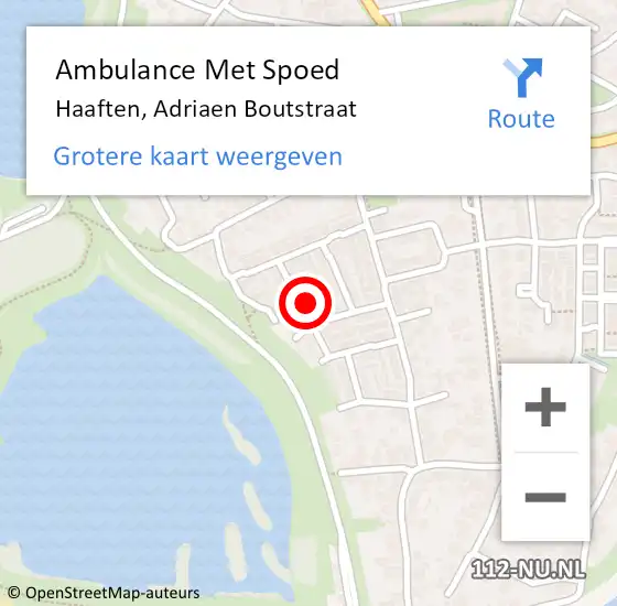 Locatie op kaart van de 112 melding: Ambulance Met Spoed Naar Haaften, Adriaen Boutstraat op 28 maart 2022 15:01