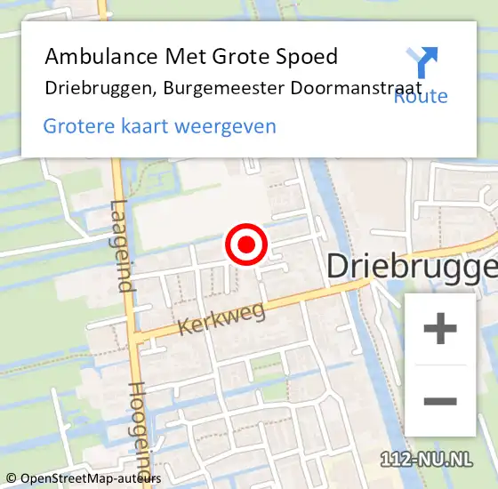 Locatie op kaart van de 112 melding: Ambulance Met Grote Spoed Naar Driebruggen, Burgemeester Doormanstraat op 28 maart 2022 15:02