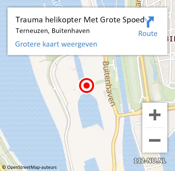 Locatie op kaart van de 112 melding: Trauma helikopter Met Grote Spoed Naar Terneuzen, Buitenhaven op 28 maart 2022 15:04