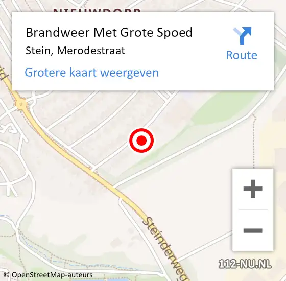 Locatie op kaart van de 112 melding: Brandweer Met Grote Spoed Naar Stein, Merodestraat op 28 maart 2022 15:06