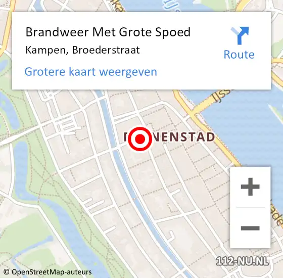 Locatie op kaart van de 112 melding: Brandweer Met Grote Spoed Naar Kampen, Broederstraat op 12 juli 2014 14:13