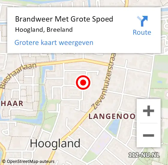 Locatie op kaart van de 112 melding: Brandweer Met Grote Spoed Naar Hoogland, Breeland op 28 maart 2022 15:23