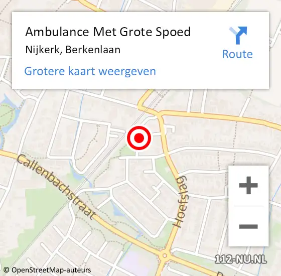 Locatie op kaart van de 112 melding: Ambulance Met Grote Spoed Naar Nijkerk, Berkenlaan op 28 maart 2022 15:25