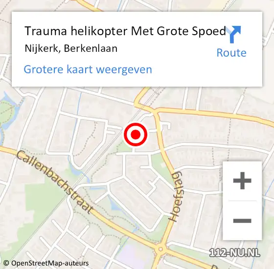 Locatie op kaart van de 112 melding: Trauma helikopter Met Grote Spoed Naar Nijkerk, Berkenlaan op 28 maart 2022 15:31