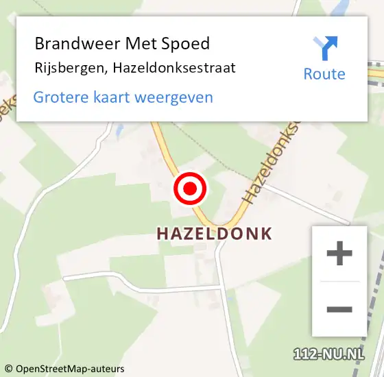 Locatie op kaart van de 112 melding: Brandweer Met Spoed Naar Rijsbergen, Hazeldonksestraat op 28 maart 2022 15:47