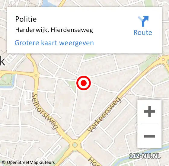 Locatie op kaart van de 112 melding: Politie Harderwijk, Hierdenseweg op 28 maart 2022 15:53