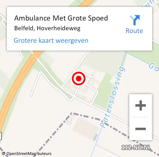 Locatie op kaart van de 112 melding: Ambulance Met Grote Spoed Naar Belfeld, Hoverheideweg op 28 maart 2022 15:59