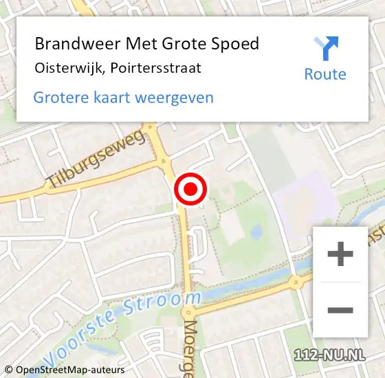 Locatie op kaart van de 112 melding: Brandweer Met Grote Spoed Naar Oisterwijk, Poirtersstraat op 28 maart 2022 16:04