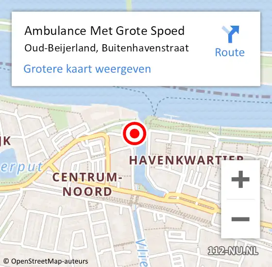 Locatie op kaart van de 112 melding: Ambulance Met Grote Spoed Naar Oud-Beijerland, Buitenhavenstraat op 12 juli 2014 14:18