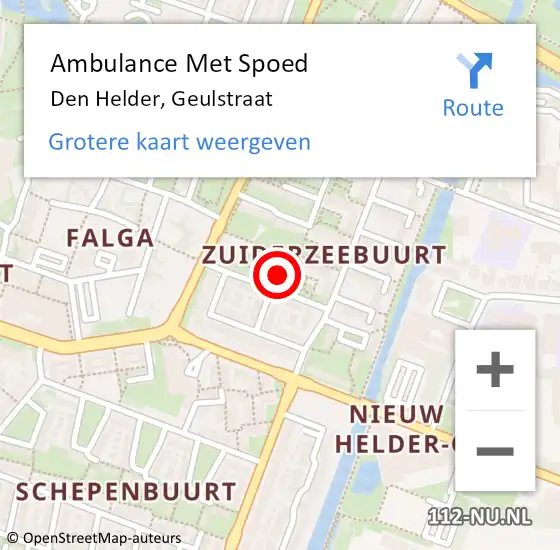 Locatie op kaart van de 112 melding: Ambulance Met Spoed Naar Den Helder, Geulstraat op 28 maart 2022 16:41