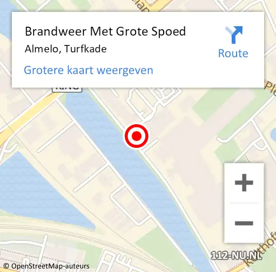 Locatie op kaart van de 112 melding: Brandweer Met Grote Spoed Naar Almelo, Turfkade op 28 maart 2022 16:46